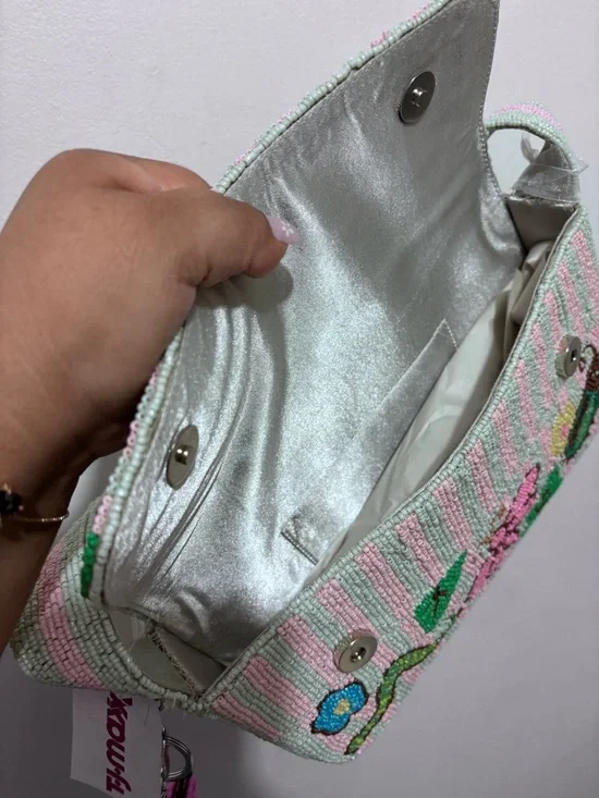 Pink Caterpillar and Butterfly Beaded Bag - Picture 7 of 7